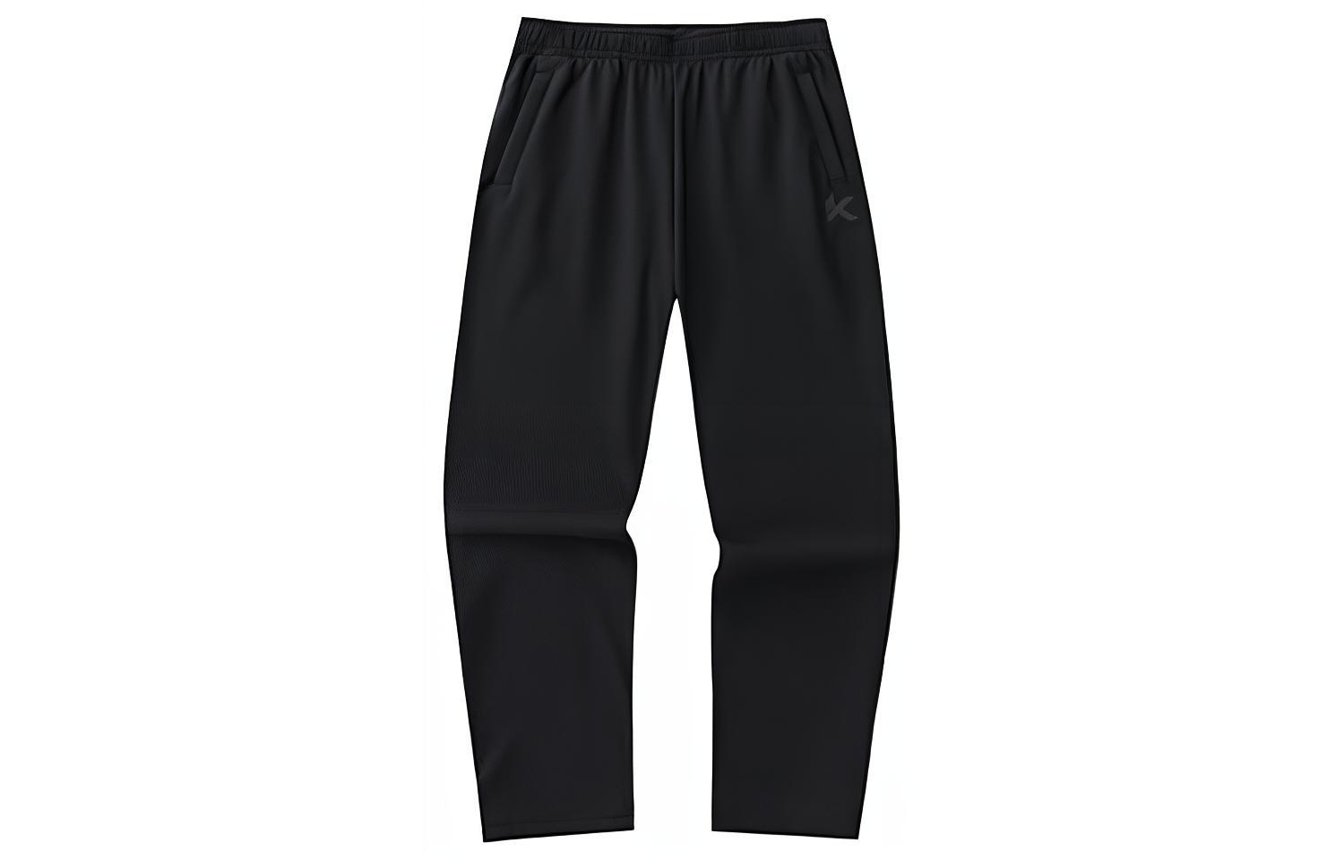 ANTA Basketball Collection Casual Pants Men's Black Thickened And Fleece Lined Straight Fit Pants