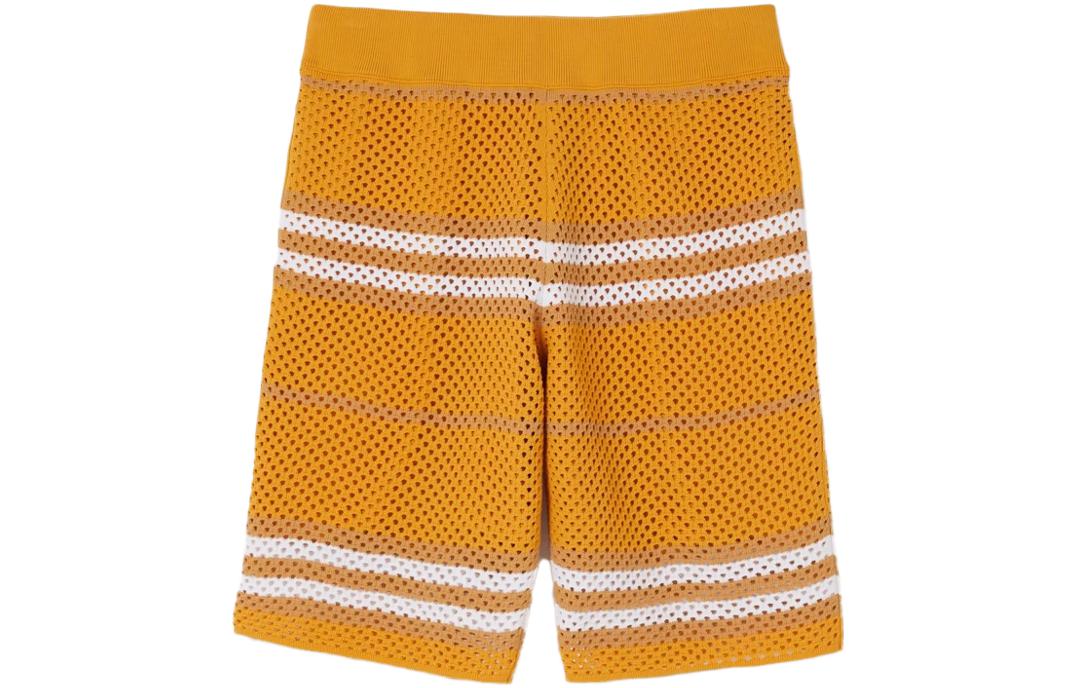 Burberry Burberry SS23 striped hollow knitted casual shorts for men, marigold yellow