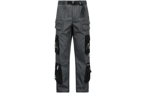EVISU Casual Pants Men's Charcoal Gray Moderate Cargo Pants