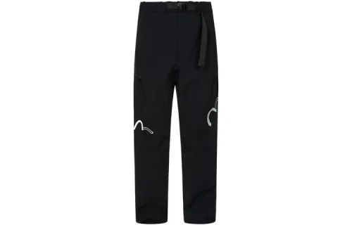 EVISU Casual Pants Men's Black Moderate Straight Fit Pants