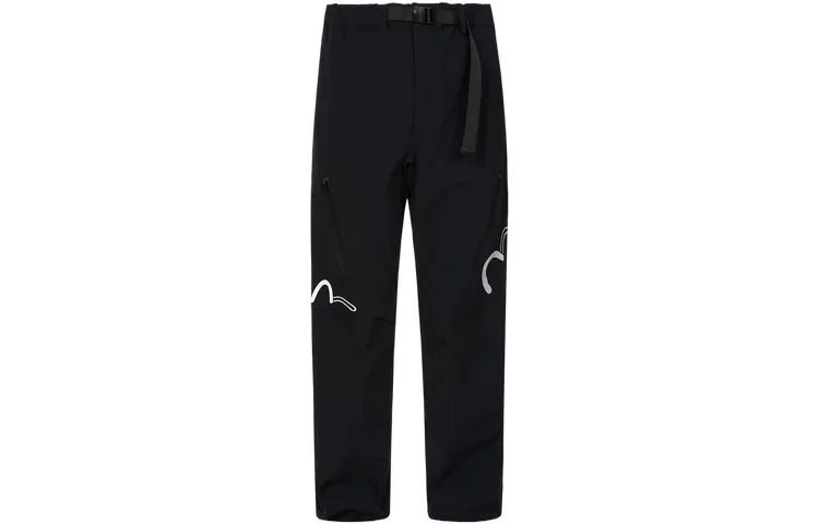 EVISU Casual Pants Men's Black Moderate Straight Fit Pants