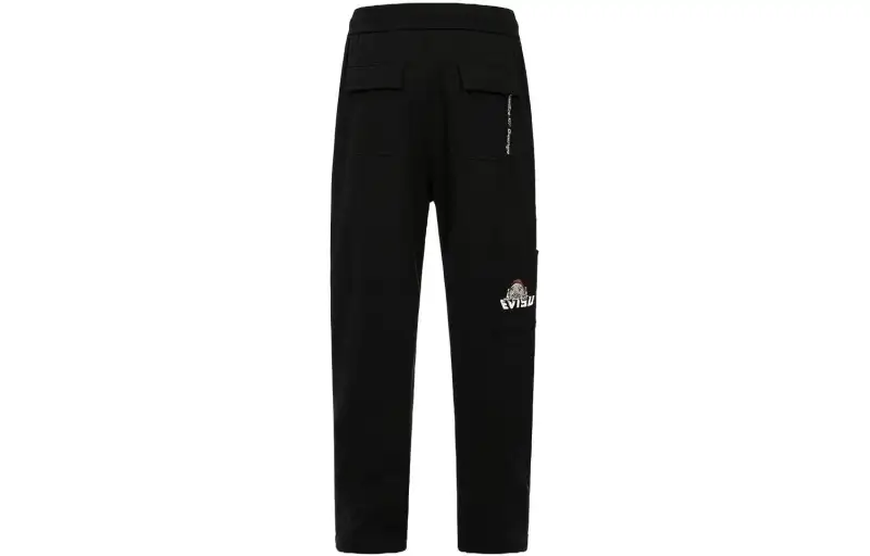 EVISU Casual Pants Men's Black Moderate Straight Fit Pants