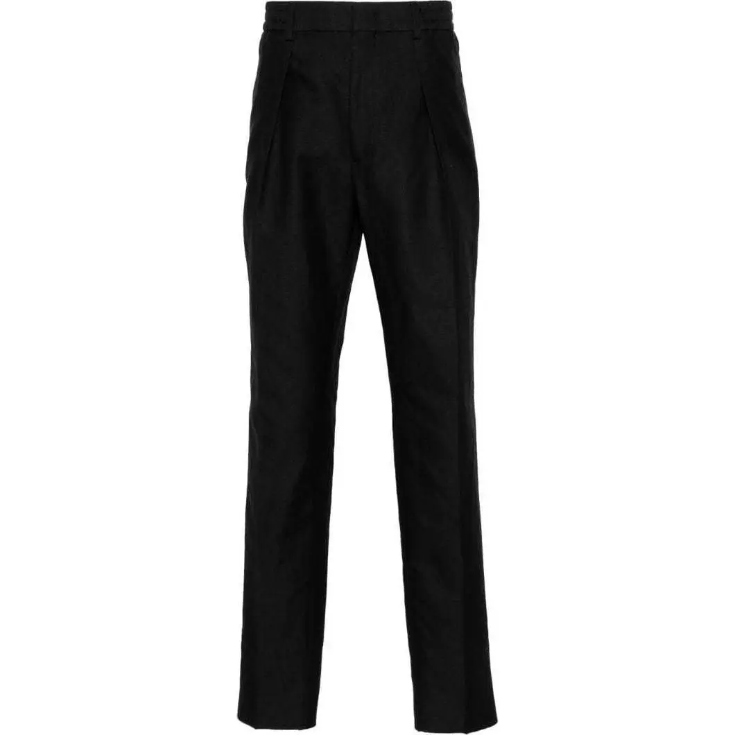 FENDI Pleated Straight Leg Tailored Trousers