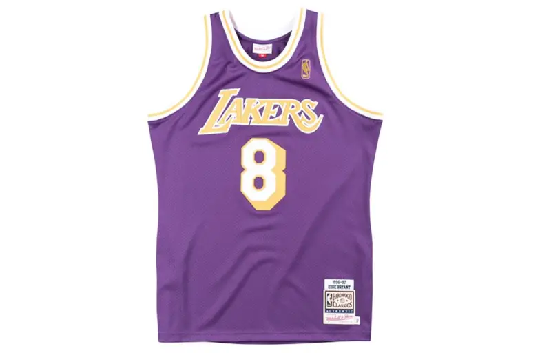 Mitchell & Ness NBA retro sports jersey AU player version 1996-97 season Lakers Kobe Bryant No. 8 basketball vest men's purple