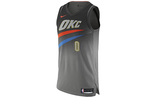 Nike NBA AU player version alphanumeric print Oklahoma City Thunder Westbrook No. 0 jersey basketball vest men's dark steel gray