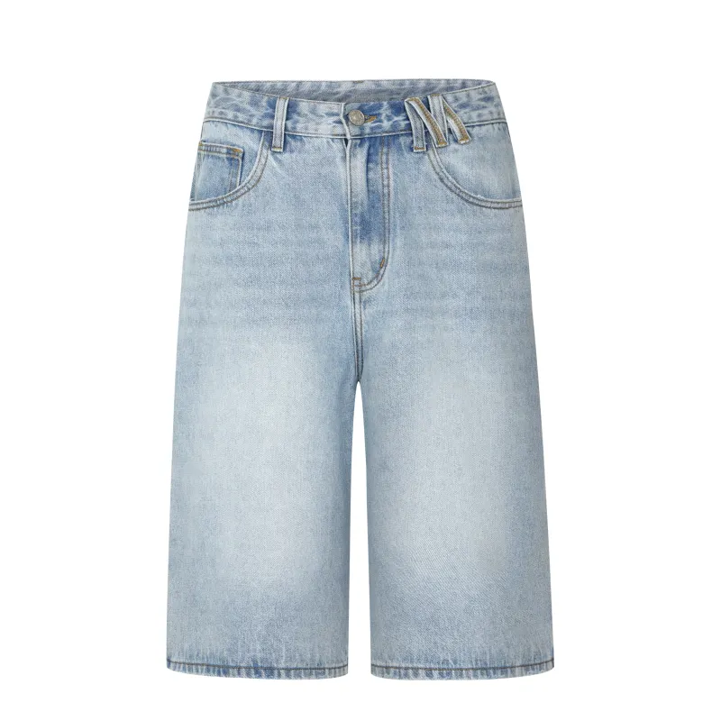 Denim base trousers, summer shorts for leisure for men and women, oversize