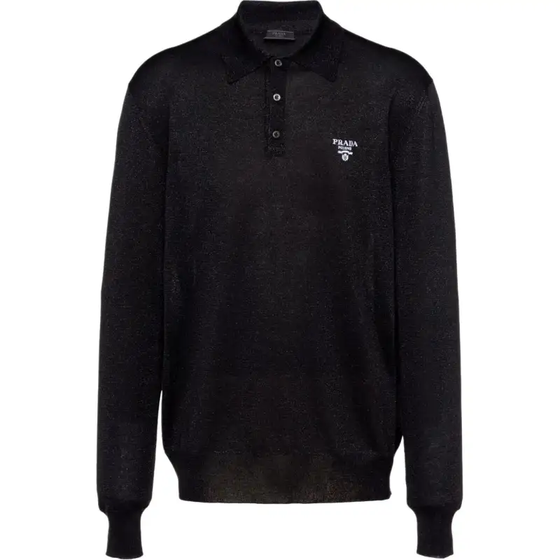 PRADA Polo Shirts Men's Black Polo Collar Moderate Other