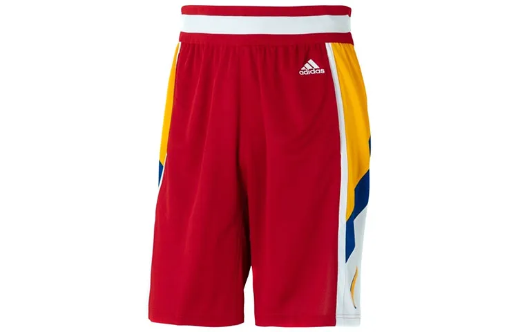 Adidas Basketball Shorts Men's Red Moderate Straight Fit Pants