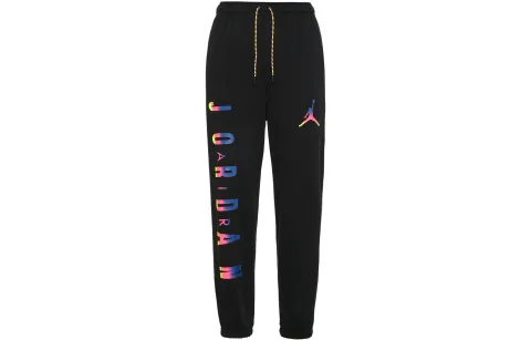 Jordan As M J Sport DNA Hbr Flc Multicolor Logo Woven Fleece Lined Long Knitted Sweatpants Men's Black