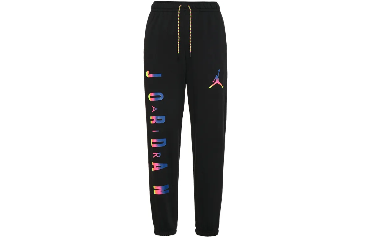 Jordan As M J Sport DNA Hbr Flc Multicolor Logo Woven Fleece Lined Long Knitted Sweatpants Men's Black