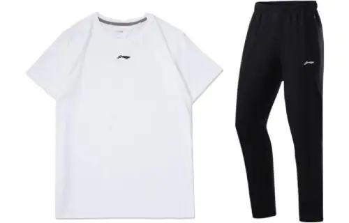 Li Ning Casual Sportswear Men's Clothing Sets Standard White+Black Moderate