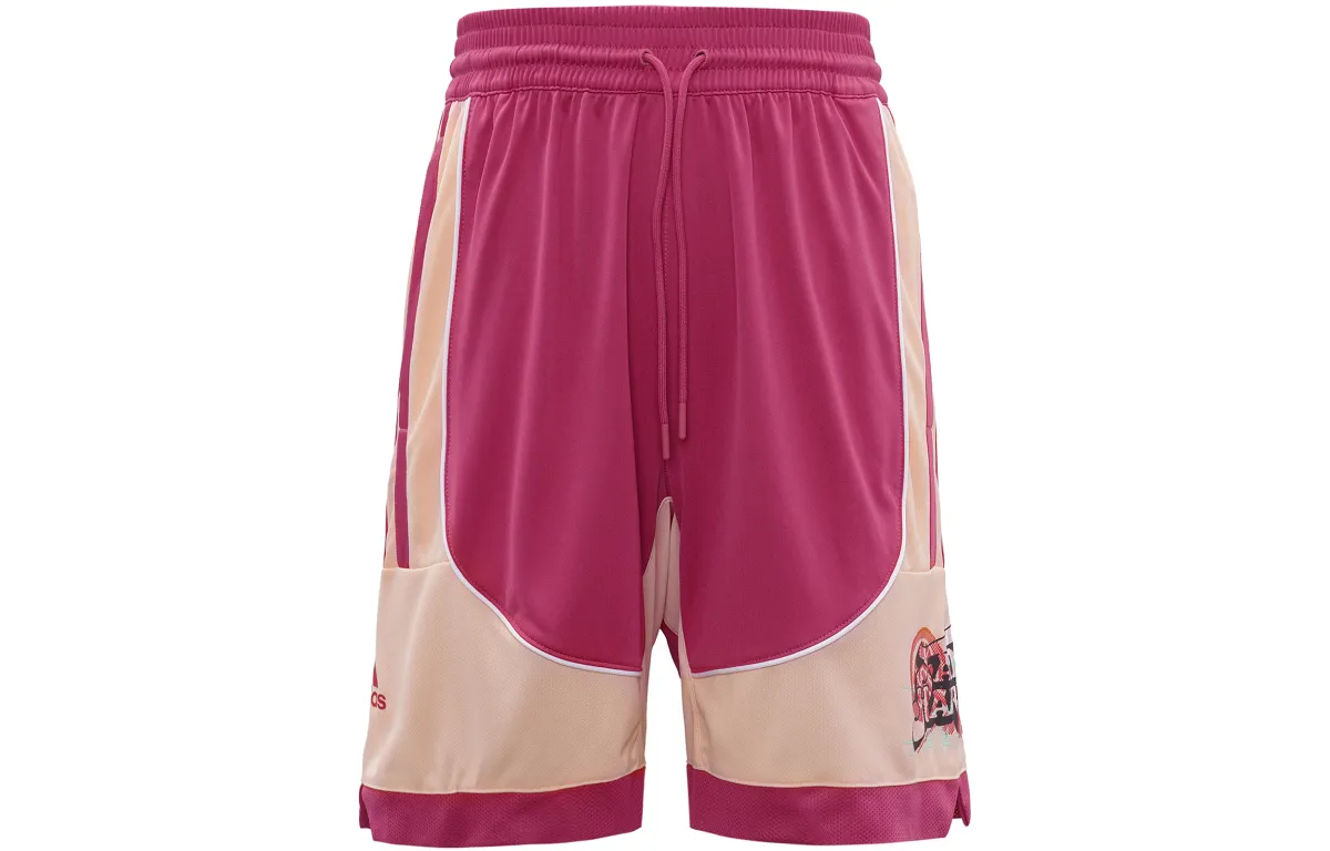 Adidas Basketball Shorts Men's Pink Moderate Straight Fit Pants