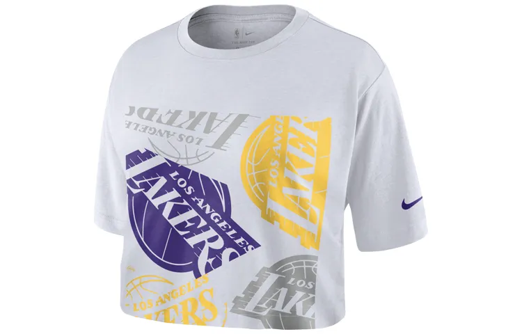 Nike Crop Tops Women's White Crew Neck Moderate Straight Fit