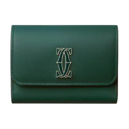 CARTIER C De Cartier Collection Calfskin Wallet Mini Women's Green