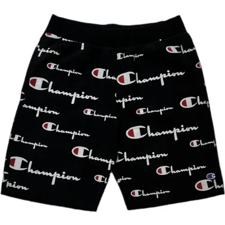Champion Script Logo Full Print Fleece Lined Athleisure Five Pointed Shorts Unisex