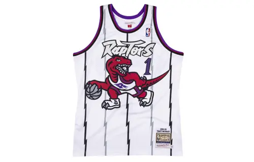 Mitchell & Ness 98-99 season Raptors Tracy McGrady No. 1 home court AU player version retro sports mesh breathable basketball vest same style for men and women white