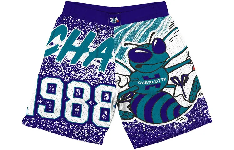 Mitchell & Ness NBA Big Logo Series Charlotte Hornets SW Fan Edition Classic Logo Logo Print Retro Mesh Sports Five-Fifth Pants Basketball Pants Men's Purple