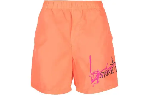 STONE ISLAND Casual Shorts Men's Orange Thin