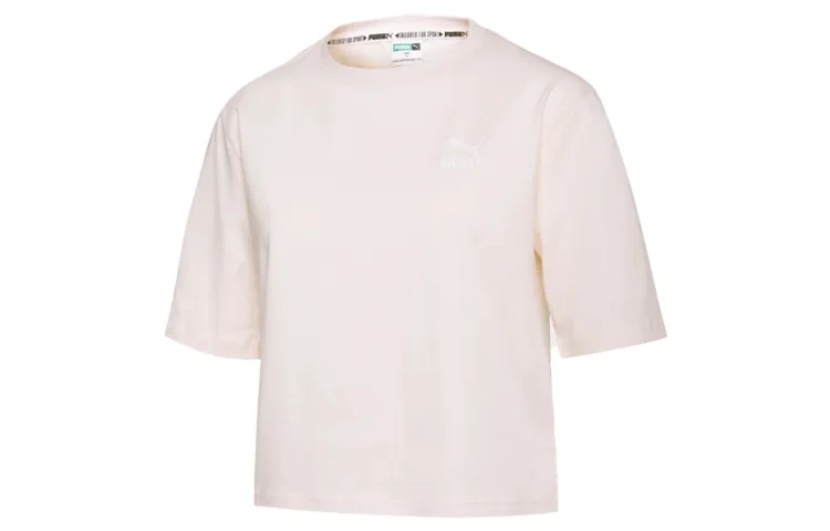 PUMA T-Shirts Women's Pink Crew Neck Moderate Straight Fit