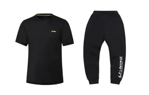 Li Ning Casual Sportswear Men's Black Crew Neck Moderate