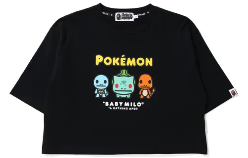 Bape X Pokemon Ladies Starters Cropped Tee White