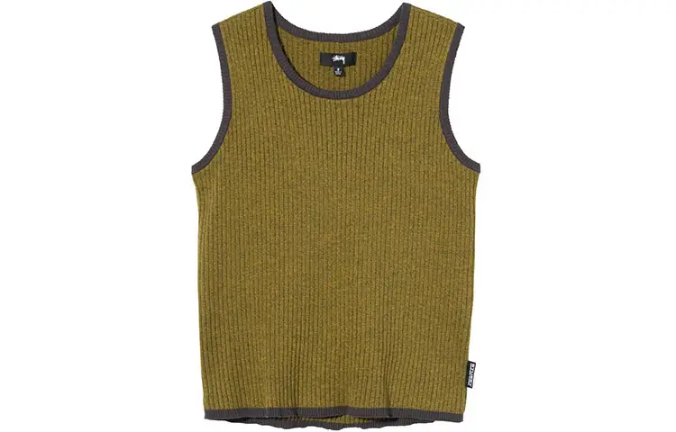 Stussy Tank Tops Women's Yellow Green Straight Fit