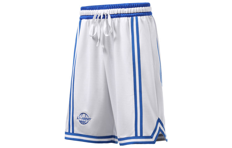 Li Ning, basketball knitted sports shorts, white trousers, loose fit