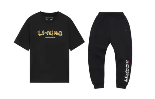 Li Ning Casual Sportswear Men's Black Crew Neck Moderate