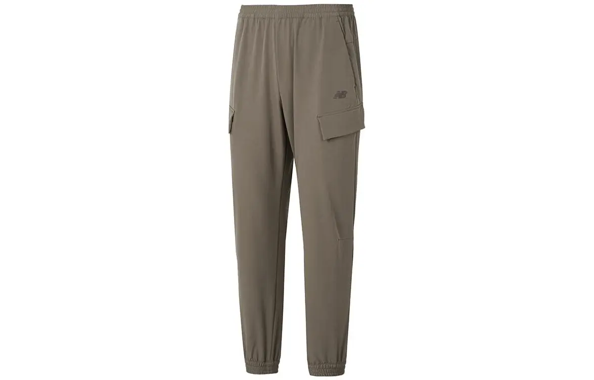New Balance Solid Color Elastic Waistband Fleece Lined Elastic Cuff Casual Pants Men's Brown