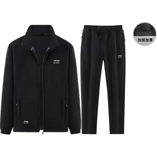 JEEP SPIRIT Casual Sportswear Unisex Stand Collar Thickened And Fleece Lined