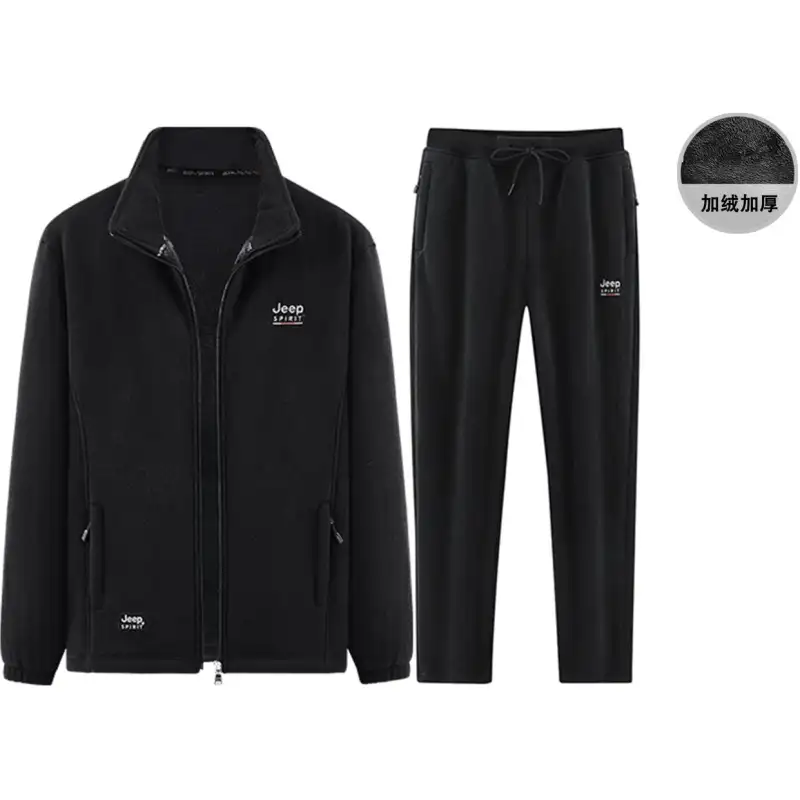 JEEP SPIRIT Casual Sportswear Unisex Stand Collar Thickened And Fleece Lined
