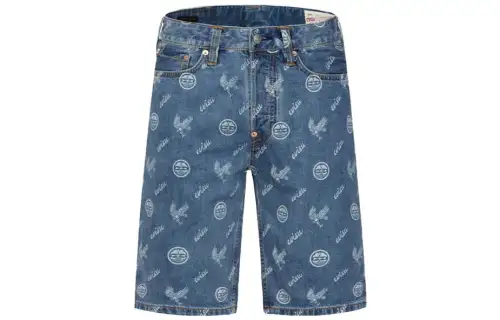 Evisu logo-plaque patterned shorts