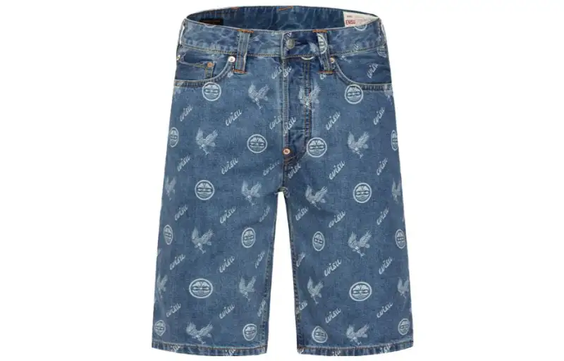 Evisu logo-plaque patterned shorts