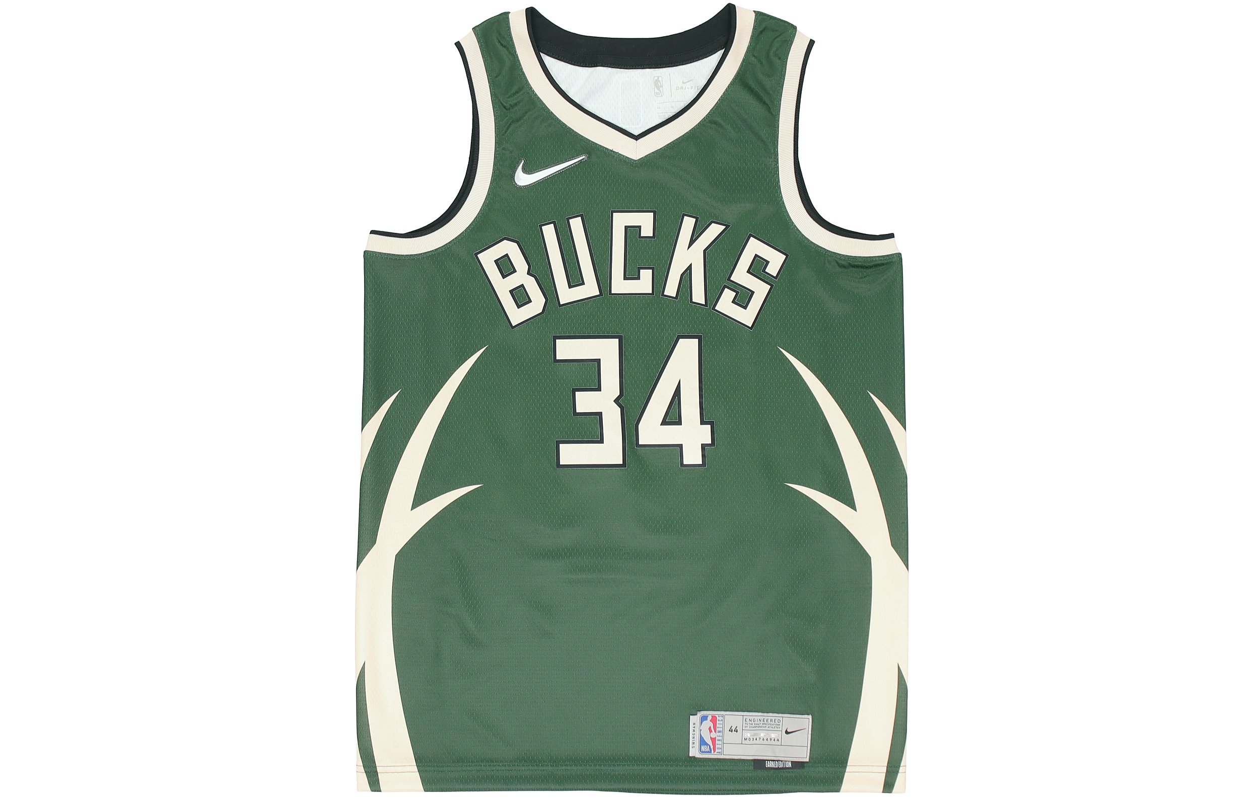 Nike NBA Retro Basketball Vest SW Fan Edition Milwaukee Bucks Antetokounmpo Antetokounmpo No. 34 Men's Army Green