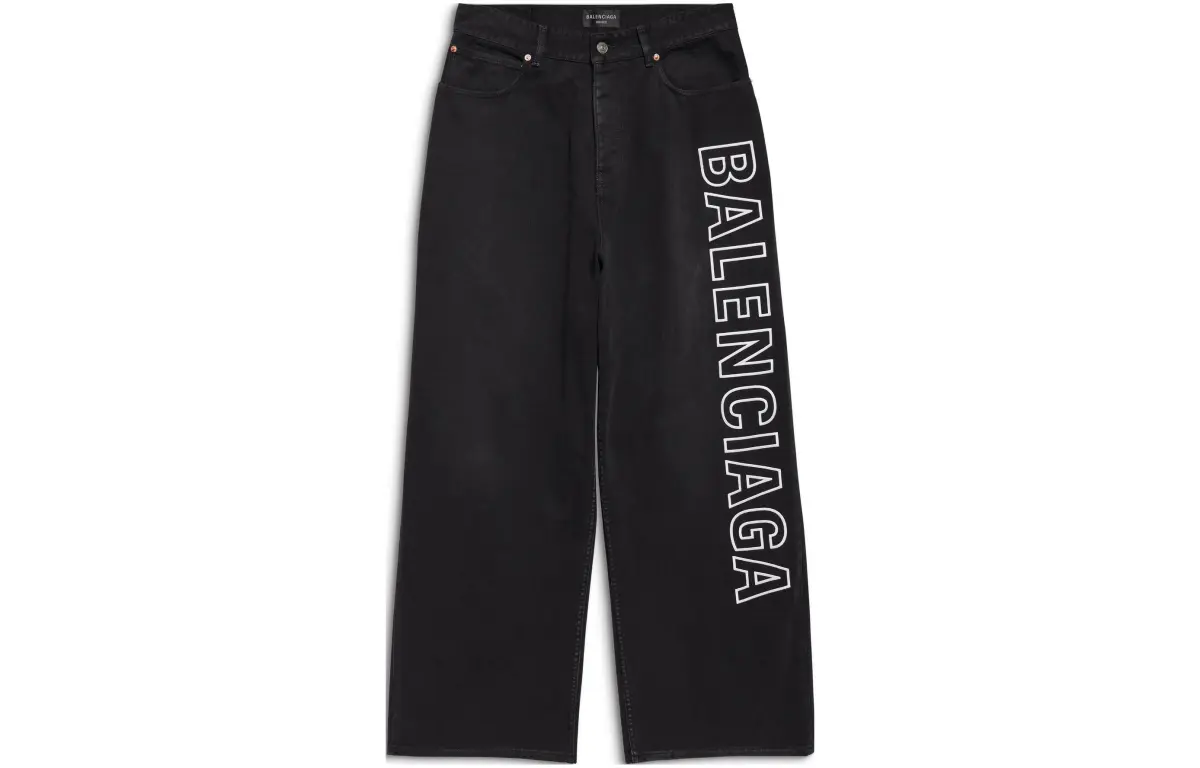 Balenciaga Outline Baggy Pants In Black Casual Pants, Loose Fit Men's Black