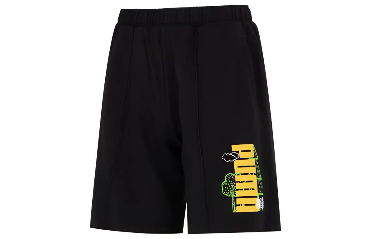 PUMA Casual Shorts Men's Black Moderate Straight Fit Pants