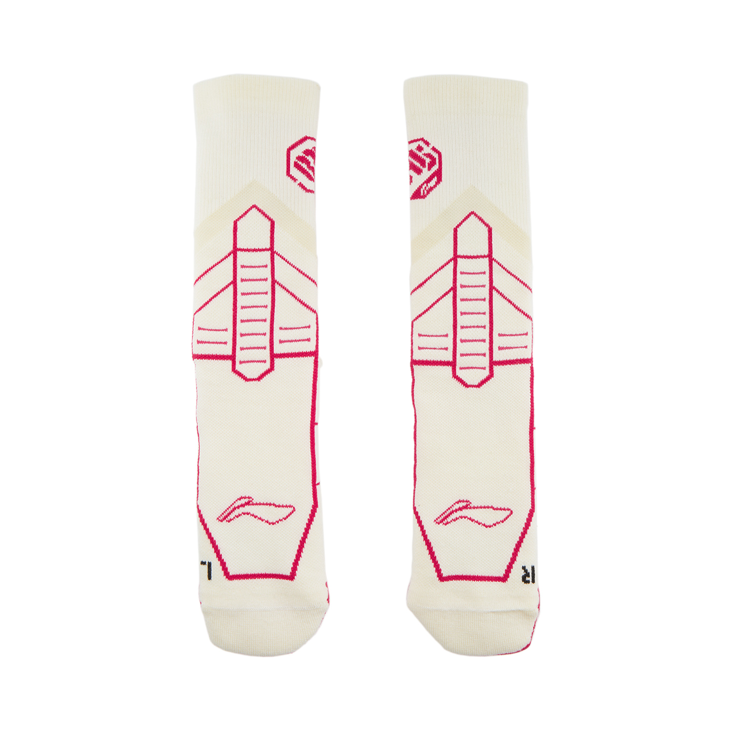 Li Ning Basketball Socks Unisex 1 Pack Ivory/Crystal Red