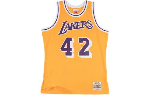 Mitchell & Ness NBA Retro Sports Splicing Letter Print Basketball Vest SW Fan Edition 84-85 Season Los Angeles Lakers Worthy No. 42 Men's Sunflower Color