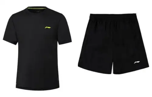 Li Ning Casual Sportswear Men's Black Crew Neck Moderate