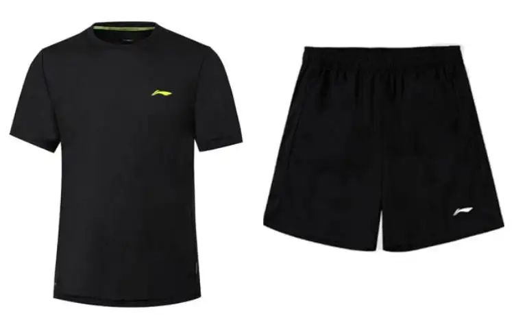 Li Ning Casual Sportswear Men's Black Crew Neck Moderate