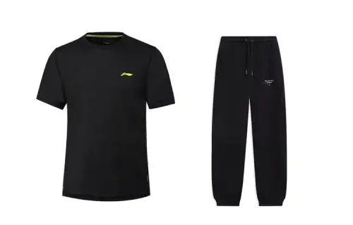 Li Ning Casual Sportswear Men's Black Crew Neck Moderate