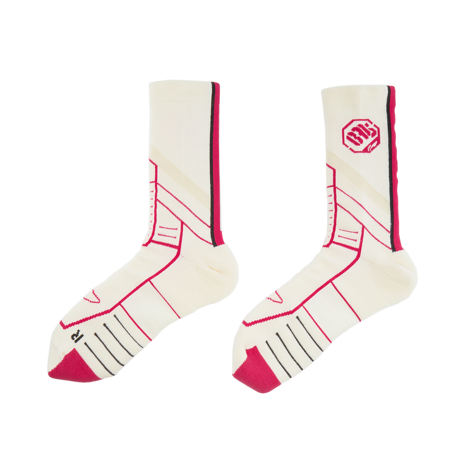 Li Ning Basketball Socks Unisex 1 Pack Ivory/Crystal Red
