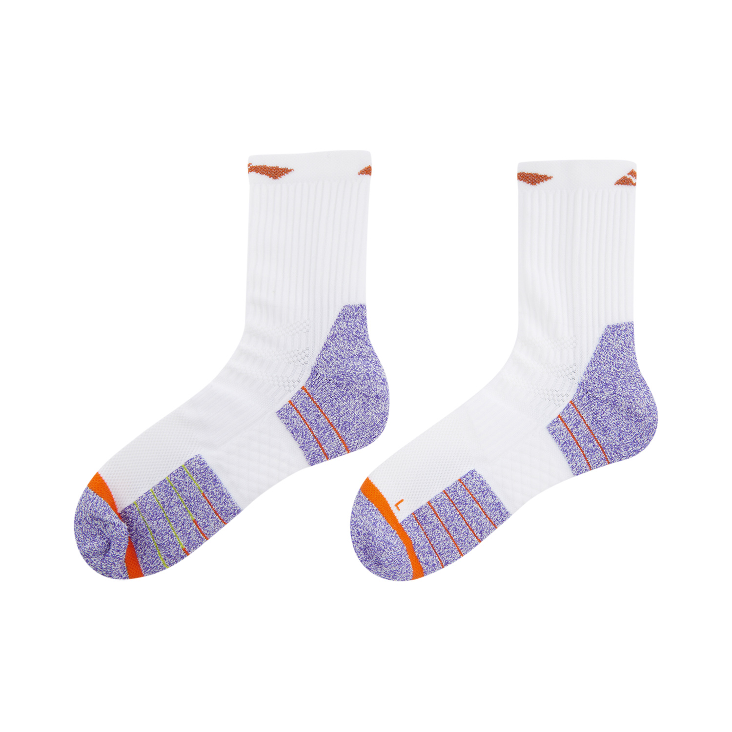 Li Ning Running Collection Crew Socks Unisex 1 Pack White/Fluorescent Starlight Purple