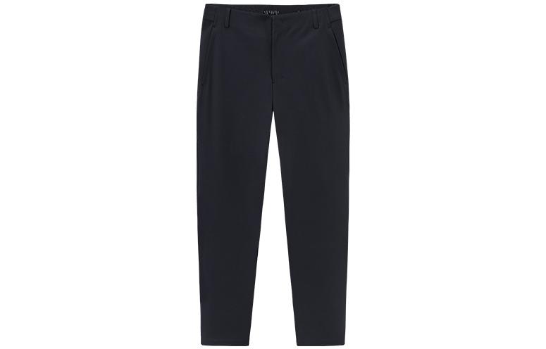 ANTA Champion All Weather Collection Casual Pants Men's Black Thickened And Fleece Lined Straight Fit Pants