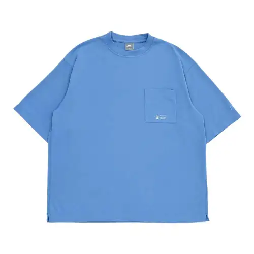 New Balance T Shirts Men's Blue Crew Neck Moderate Straight Fit