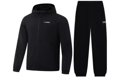 Li Ning Casual Sportswear Men's Black Hooded Moderate
