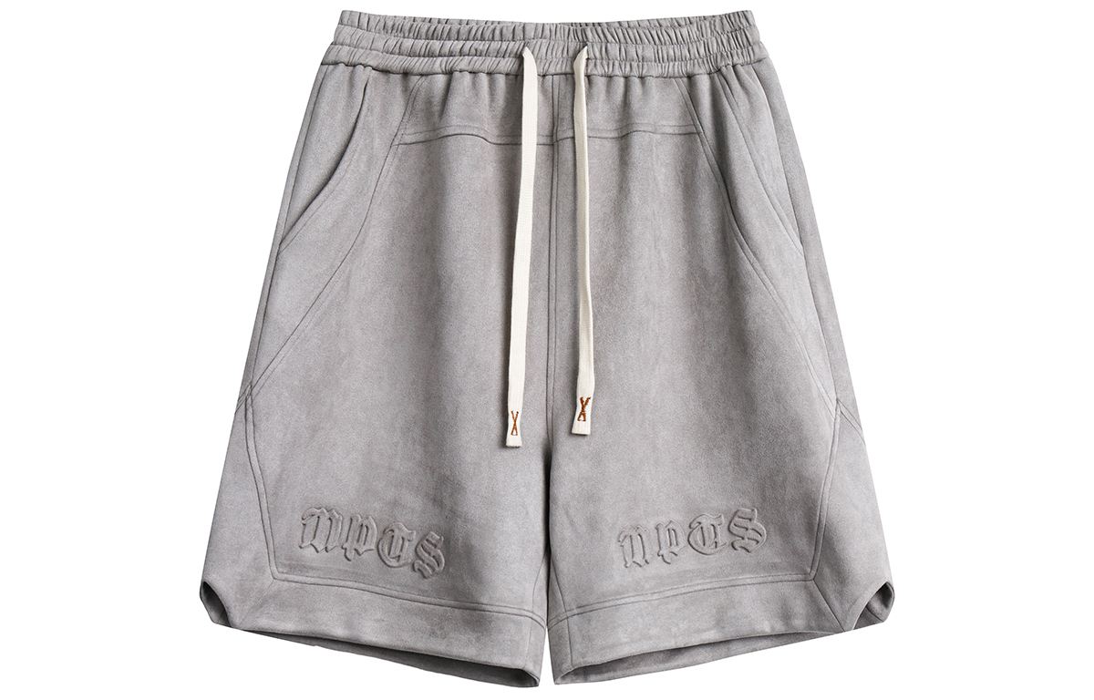 MEIPIN TANG Retro velvet base shorts for men and women, American style, drawstring, loose straight fit