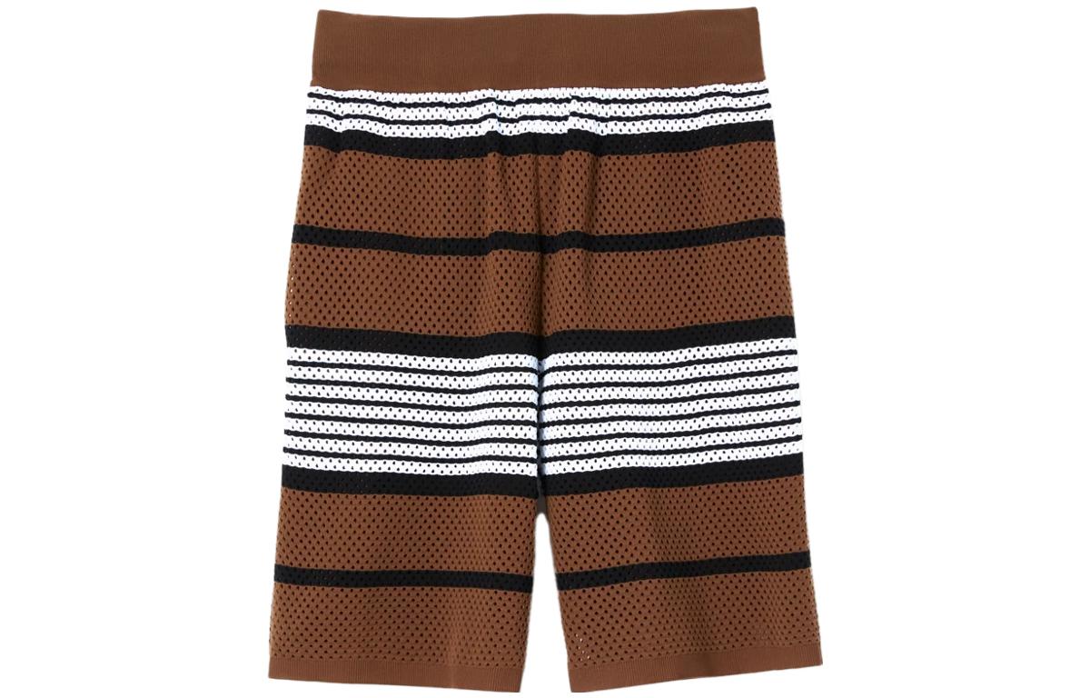 Burberry Burberry SS23 striped printed mid-rise straight casual shorts for men, dark birch brown