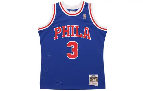 Mitchell & Ness NBA SW Fan Edition 96-97 Season Philadelphia 76ers Allen Iverson No. 3 Retro Round Neck Sleeveless Jersey Basketball Vest Same Style for Men and Women Blue