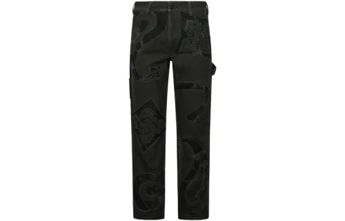 EVISU Casual Pants Men's Charcoal Gray Moderate Straight Fit Pants